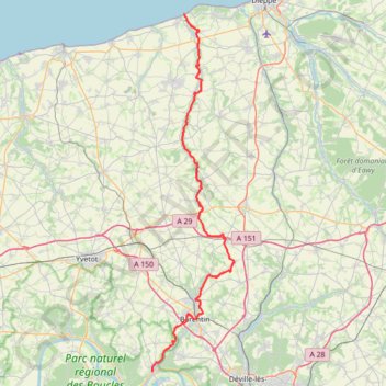 Itinéraire Sainte-Marguerite-sur-Mer - Duclair, distance, dénivelé, altitude, carte, profil, trace GPS