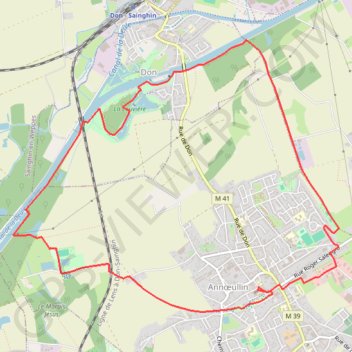 Itinéraire Autour d'Annoeullin, distance, dénivelé, altitude, carte, profil, trace GPS