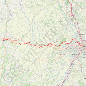 Itinéraire Toulouse - Auch, distance, dénivelé, altitude, carte, profil, trace GPS