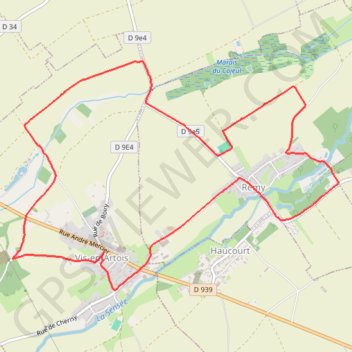 Itinéraire Vis-en-Artois - Rémy, distance, dénivelé, altitude, carte, profil, trace GPS