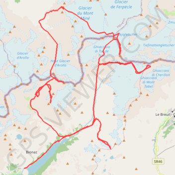 Itinéraire Tour de Valpelline, distance, dénivelé, altitude, carte, profil, trace GPS