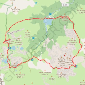 Itinéraire Grand Tour de l'Ossau, distance, dénivelé, altitude, carte, profil, trace GPS