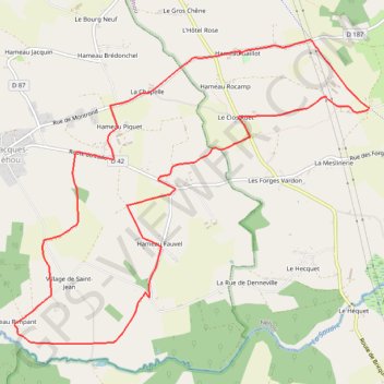 Itinéraire Néhou (50390), distance, dénivelé, altitude, carte, profil, trace GPS