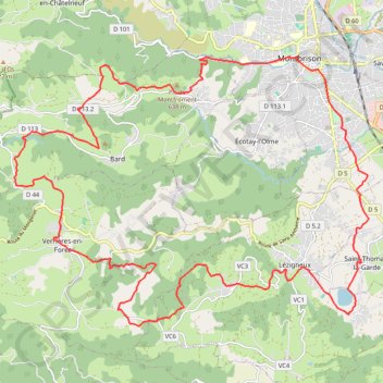Itinéraire Randonnée de la Fourme - Montbrison, distance, dénivelé, altitude, carte, profil, trace GPS