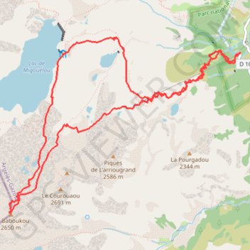 Itinéraire Pic de Badboucou, distance, dénivelé, altitude, carte, profil, trace GPS