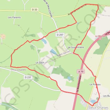 Itinéraire Deux-Chaises, distance, dénivelé, altitude, carte, profil, trace GPS
