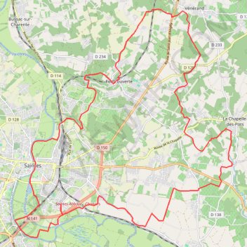 Itinéraire GR4 Saintes -La chapelle-Saintes, distance, dénivelé, altitude, carte, profil, trace GPS