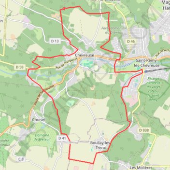 Itinéraire Vallée de Chevreuse, distance, dénivelé, altitude, carte, profil, trace GPS