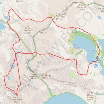 Itinéraire 2016/05/28 Turon de Néouvielle depuis le lac d'Aubert, distance, dénivelé, altitude, carte, profil, trace GPS