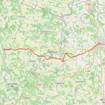 Itinéraire Chemin de Compostelle entre Condom et Montréal, distance, dénivelé, altitude, carte, profil, trace GPS
