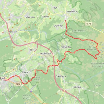 Itinéraire Jalhay - Spa, distance, dénivelé, altitude, carte, profil, trace GPS