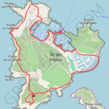 Itinéraire Île des Embiez, distance, dénivelé, altitude, carte, profil, trace GPS