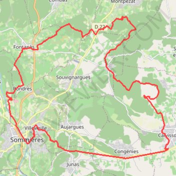 Itinéraire Pays de Sommières - Les Châteaux du Sommiérois, distance, dénivelé, altitude, carte, profil, trace GPS