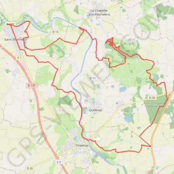 Itinéraire Vallée Québriac via Tinténiac - Saint-Domineuc, distance, dénivelé, altitude, carte, profil, trace GPS