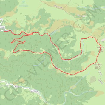 Itinéraire Montagne d'Areng, distance, dénivelé, altitude, carte, profil, trace GPS