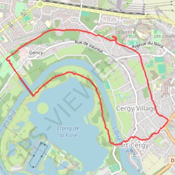 Itinéraire De Cergy à Neuville par l'Axe Majeur, distance, dénivelé, altitude, carte, profil, trace GPS