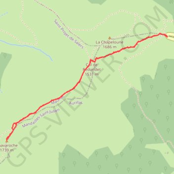 Itinéraire Le Puy Chavaroche par le col de Redondet, distance, dénivelé, altitude, carte, profil, trace GPS