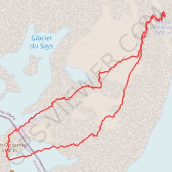 Itinéraire Mont Gioberney, distance, dénivelé, altitude, carte, profil, trace GPS