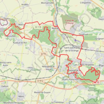 Itinéraire Rando de Beynes, distance, dénivelé, altitude, carte, profil, trace GPS