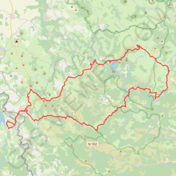 Itinéraire Naussac - Sainte Eulalie, distance, dénivelé, altitude, carte, profil, trace GPS