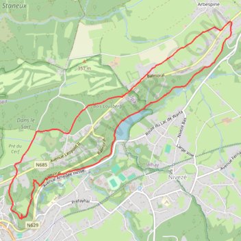 Itinéraire Arbespine - Spa par les sentiers, distance, dénivelé, altitude, carte, profil, trace GPS