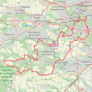 Itinéraire Toboggan meudonnais, grand parcours 2021, distance, dénivelé, altitude, carte, profil, trace GPS