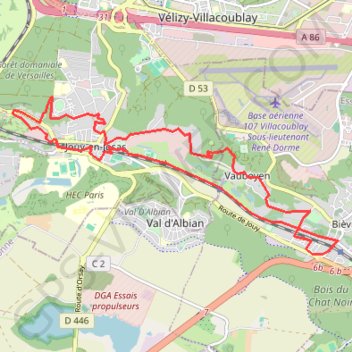 Itinéraire Bièvres - Jouy en Josas, distance, dénivelé, altitude, carte, profil, trace GPS