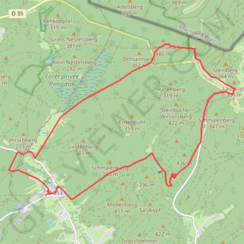 Itinéraire Randonnée au Château de Schoeneck - Neunhoffen, distance, dénivelé, altitude, carte, profil, trace GPS