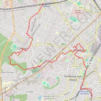 Itinéraire De Clamart a Fontenay-aux-roses - rando, distance, dénivelé, altitude, carte, profil, trace GPS