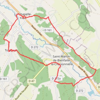 Itinéraire Autour de l'Orbiquet - La Chapelle-Yvon, distance, dénivelé, altitude, carte, profil, trace GPS