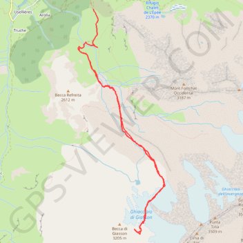 Itinéraire Becca Giasson, distance, dénivelé, altitude, carte, profil, trace GPS