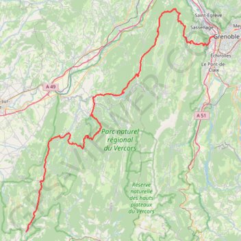 Itinéraire GR9 de Grenoble (Isère) à Beaufort-sur-Gervanne (Drôme), distance, dénivelé, altitude, carte, profil, trace GPS