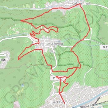 Itinéraire Boucle à Turckheim, distance, dénivelé, altitude, carte, profil, trace GPS