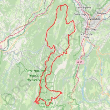 Itinéraire Tour Vercors Est, distance, dénivelé, altitude, carte, profil, trace GPS