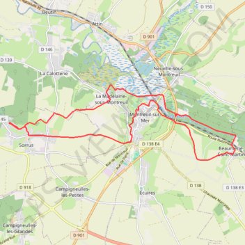 Itinéraire Les Patis - Montreuil-sur-Mer, distance, dénivelé, altitude, carte, profil, trace GPS
