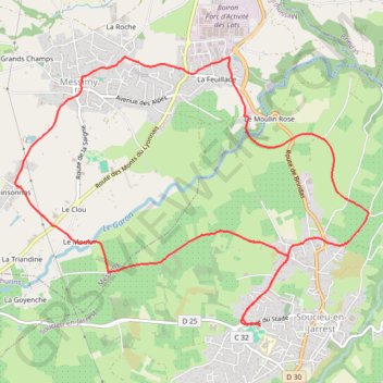 Itinéraire Soucieu-en-Jarrest (69), distance, dénivelé, altitude, carte, profil, trace GPS