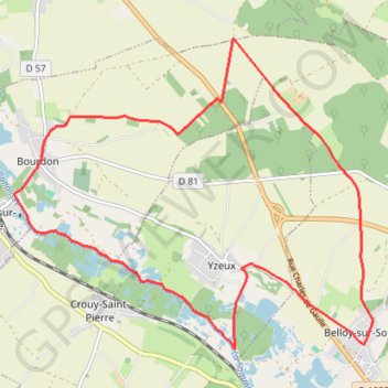 Itinéraire Circuit du bois d'Yseux - Belloy-sur-Somme, distance, dénivelé, altitude, carte, profil, trace GPS