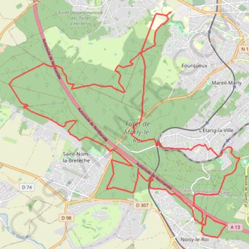 Itinéraire Forêt de marly, distance, dénivelé, altitude, carte, profil, trace GPS