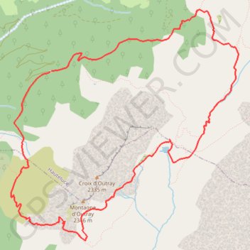 Itinéraire Le tour de la montagne d'Outray, distance, dénivelé, altitude, carte, profil, trace GPS