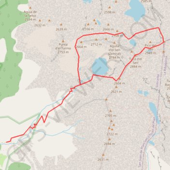 Itinéraire Pica Sierra et Gran Eriste par l'ibón de Sein, distance, dénivelé, altitude, carte, profil, trace GPS