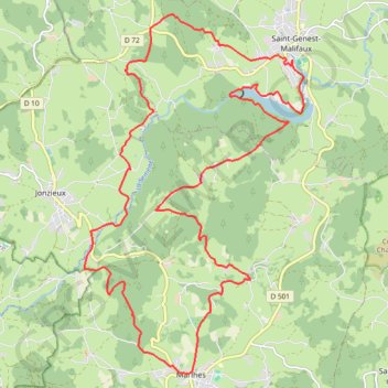 Itinéraire Fontfrède Marlhes La Fayes, distance, dénivelé, altitude, carte, profil, trace GPS