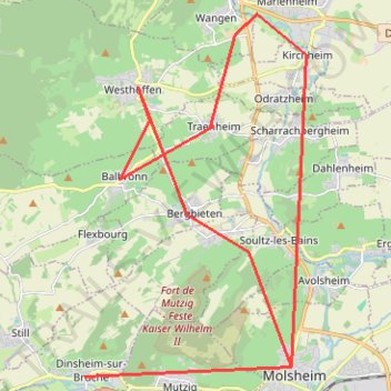 Itinéraire Boucle vignobles Dinsheim - 40 km (v2), distance, dénivelé, altitude, carte, profil, trace GPS