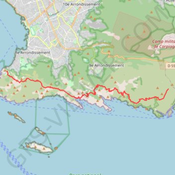 Itinéraire Traversée Calanques, distance, dénivelé, altitude, carte, profil, trace GPS