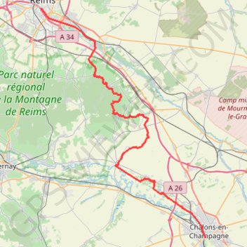 Itinéraire La Via Francigena - Reims - Châlons-en-Champagne, distance, dénivelé, altitude, carte, profil, trace GPS