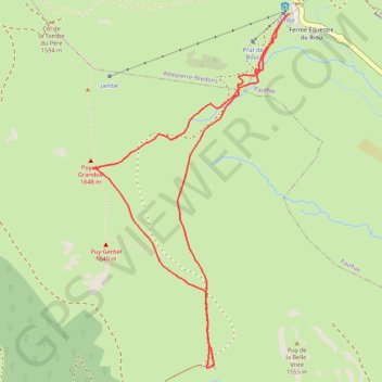 Itinéraire Buron de la Combe de la Saure - Prat-de-Bouc, distance, dénivelé, altitude, carte, profil, trace GPS