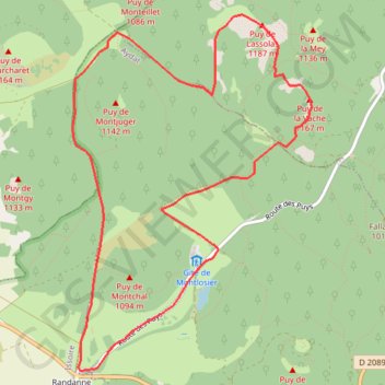 Itinéraire Puy de la vache, distance, dénivelé, altitude, carte, profil, trace GPS