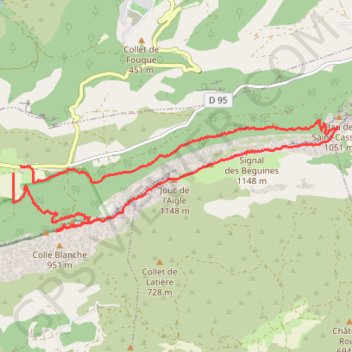 Itinéraire Crêts de la Sainte-Baume, distance, dénivelé, altitude, carte, profil, trace GPS