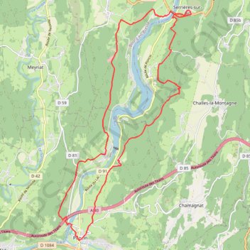 Itinéraire Bords de l'Ain, distance, dénivelé, altitude, carte, profil, trace GPS