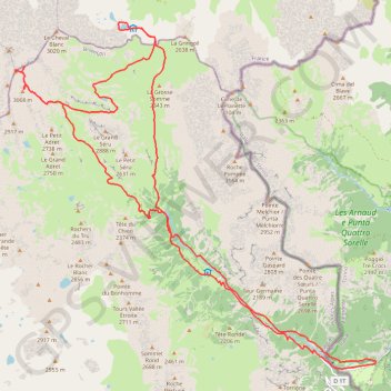 Itinéraire Monte Thabor (val Susa), distance, dénivelé, altitude, carte, profil, trace GPS