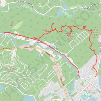 Itinéraire Mont Saint-Aubin en boucle depuis Val-David, distance, dénivelé, altitude, carte, profil, trace GPS